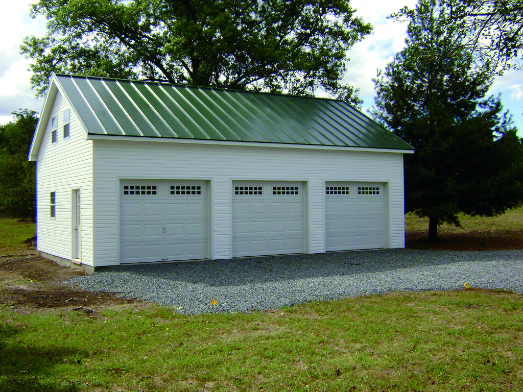 24x36 Two Story Vinyl Garage with Standing Seam Metal Roof
